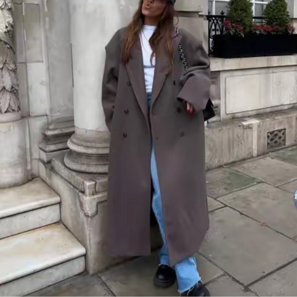 Source Unknown Wallis Oversized Grandpa Coat- Grey Medium